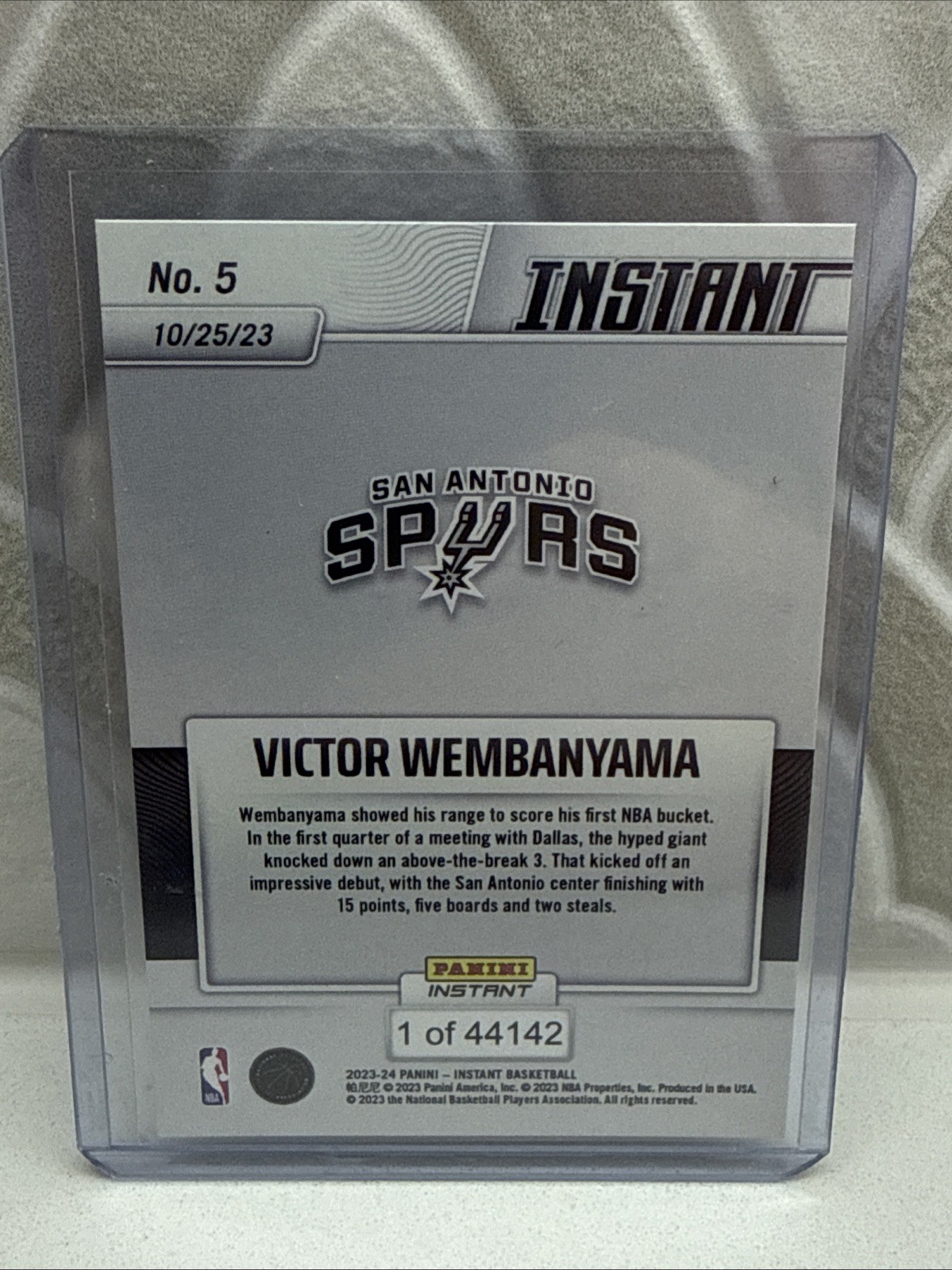 2023 Panini Instant Victor Wembanyama Rookie RC #5 NBA Debut San Antonio Spurs