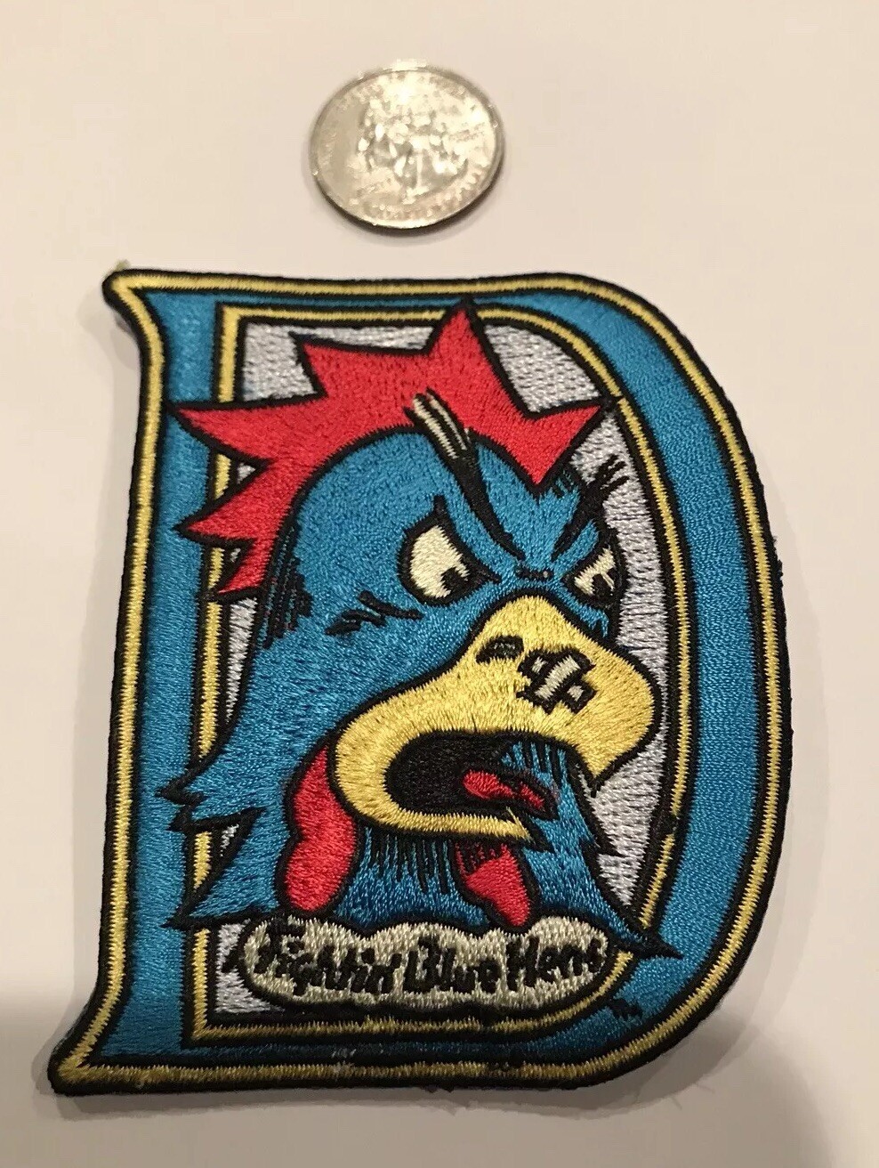 University of Delaware Fightin Blue Hens embroidered iron on patch 3 1/2”x 2 3/4