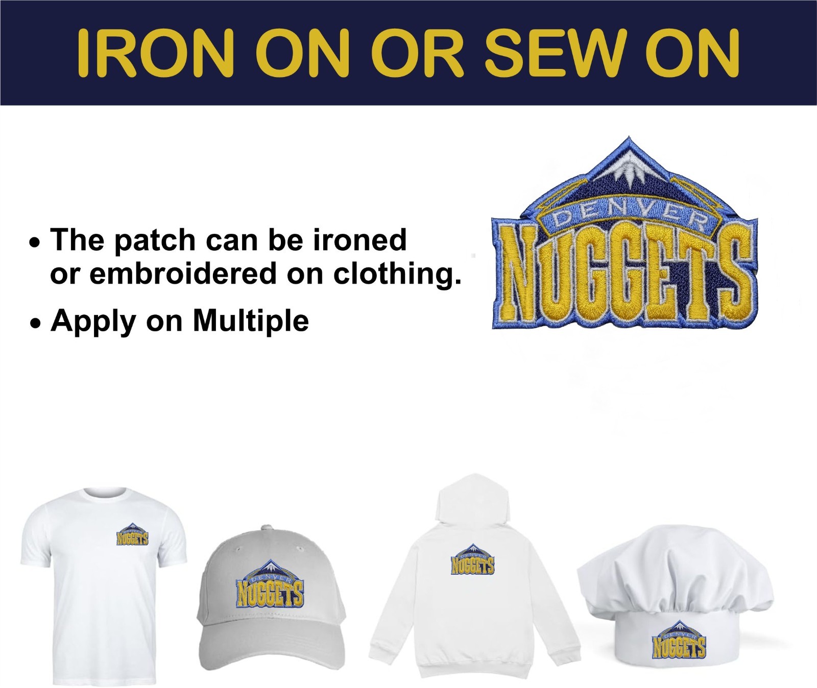 Denver Nuggets NBA Team Logo Iron On Patch – Sew Patch – Embroidered Patch