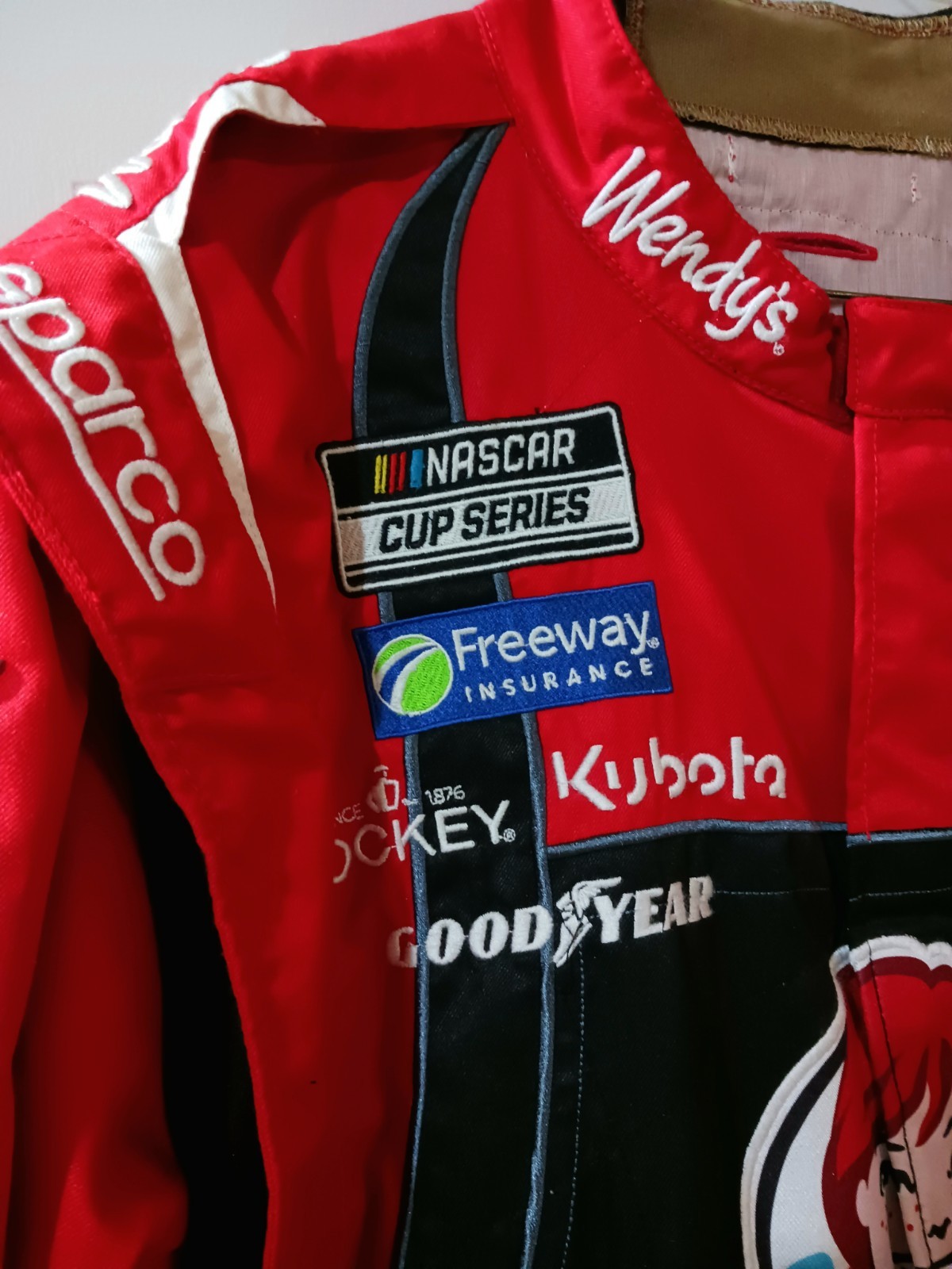 Trackhouse Racing Race Used Wendy’s Chevy Pit Crew Firesuit NASCAR Daniel Suarez
