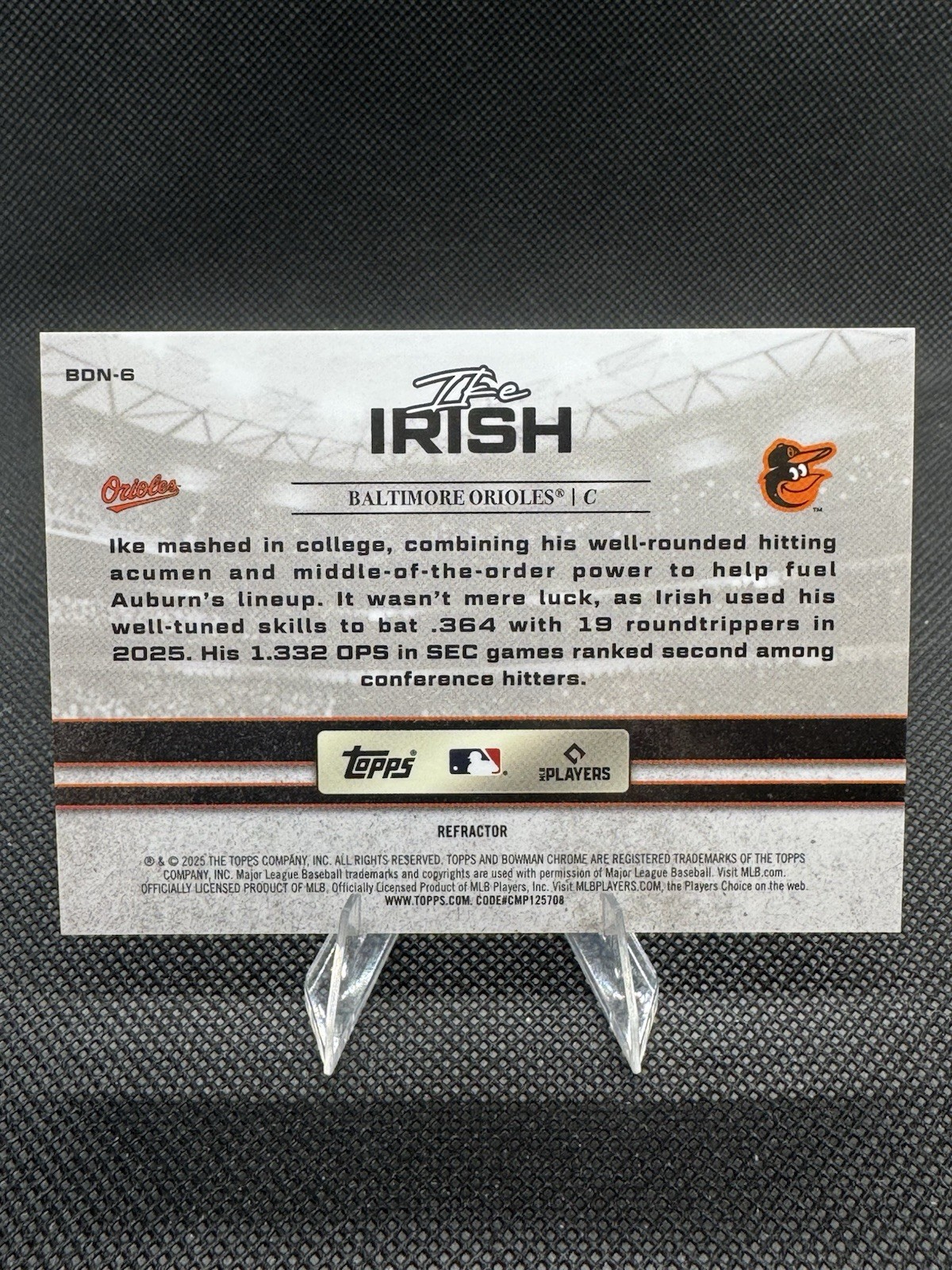 Ike Irish 2025 Bowman Draft – Bowman Draft Night #BDN-6 Refractor /250 (RC)