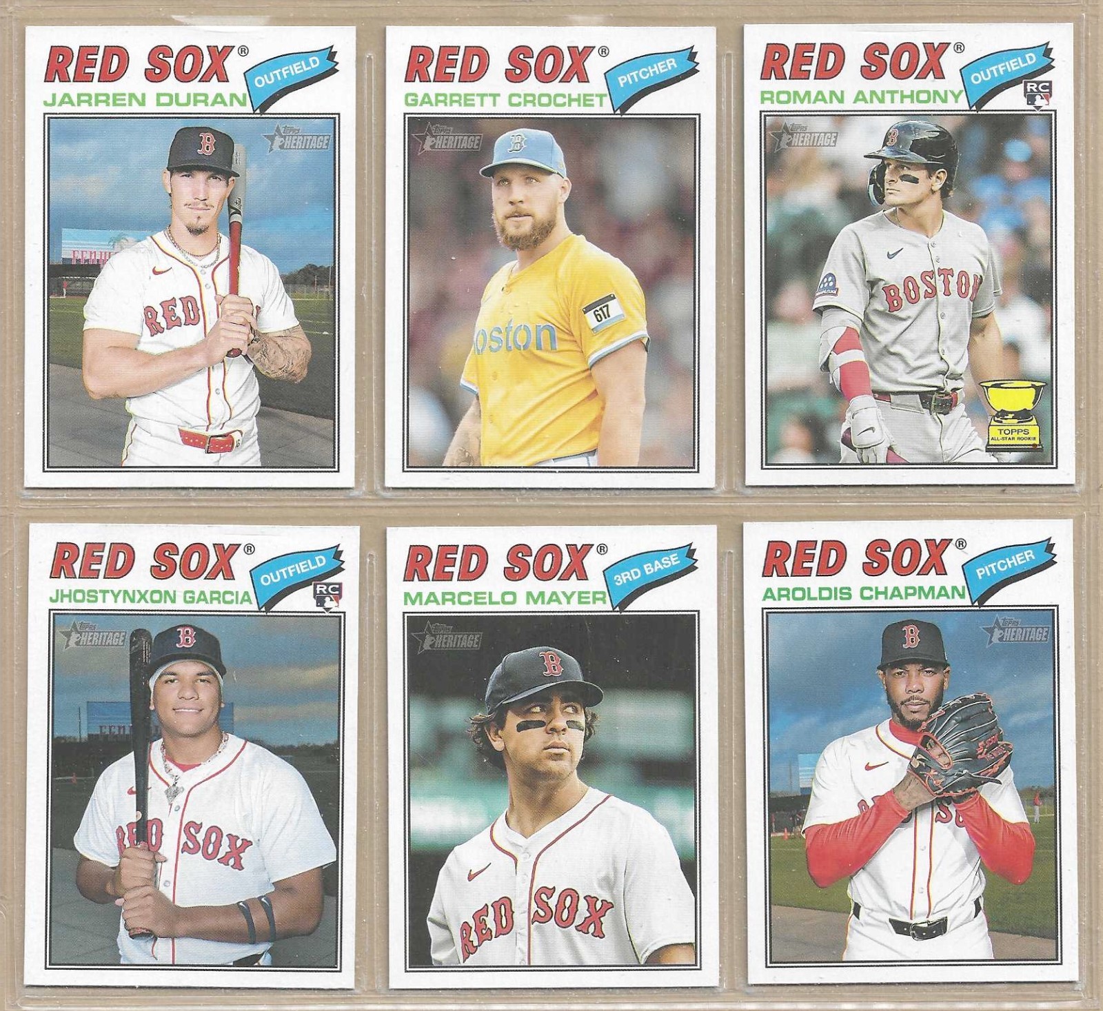 2026 Topps Heritage BOSTON RED SOX Base Team Set of (10) Roman Anthony Abreu