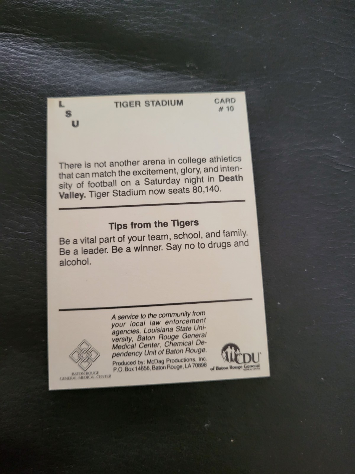1989 McDag Tiger Stadium #10- Home Of The LSU Tigers