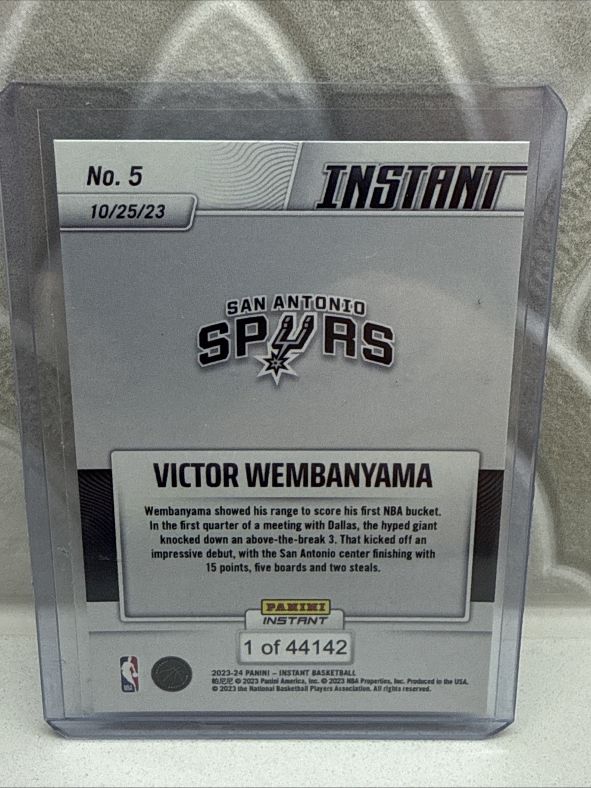 2023 Panini Instant Victor Wembanyama Rookie RC #5 NBA Debut San Antonio Spurs
