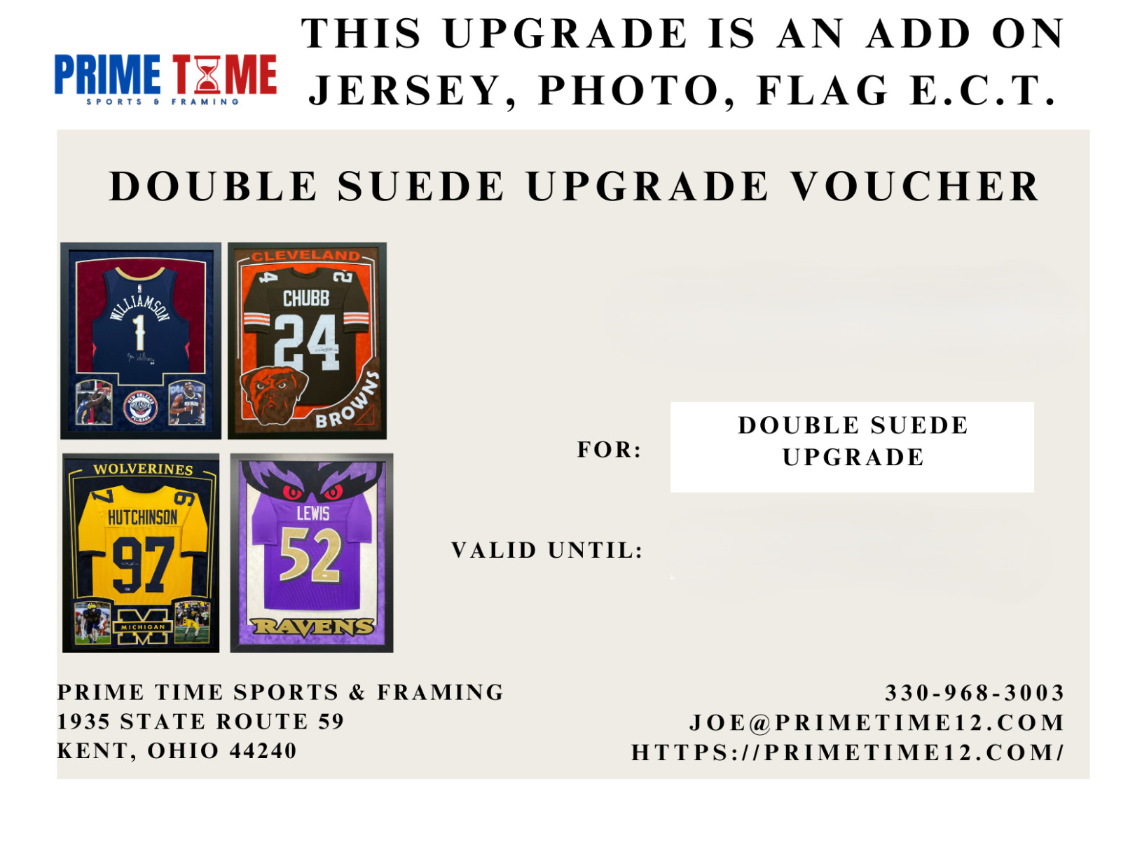 DOUBLE SUEDE FRAMING SERVICE UPGRADE VOUCHER