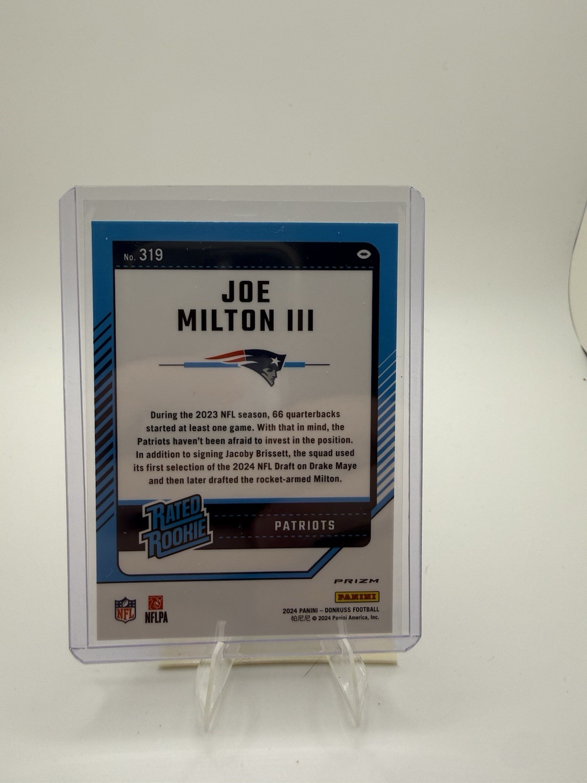 2024 Panini Donruss Joe Milton III Rookie Optic Preview Holo #319