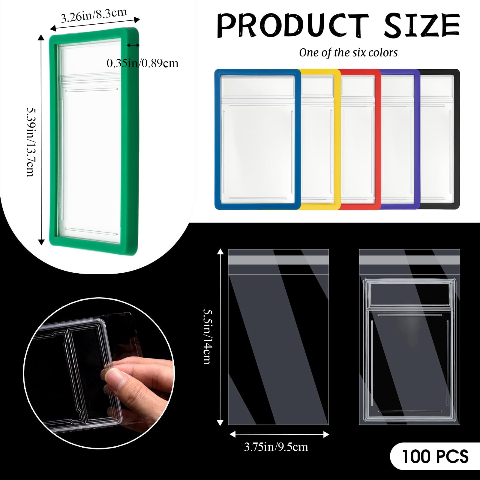 100 Pcs Graded Card Sleeves and 6 Pcs Bumper Guards for 35pt Graded Cards, Resea
