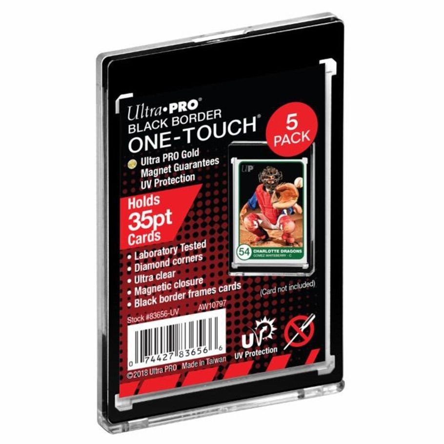5 Pack Ultra Pro 35PT Black Border ONE-TOUCH Magnetic Holder – Pokemon, MTG,NFL
