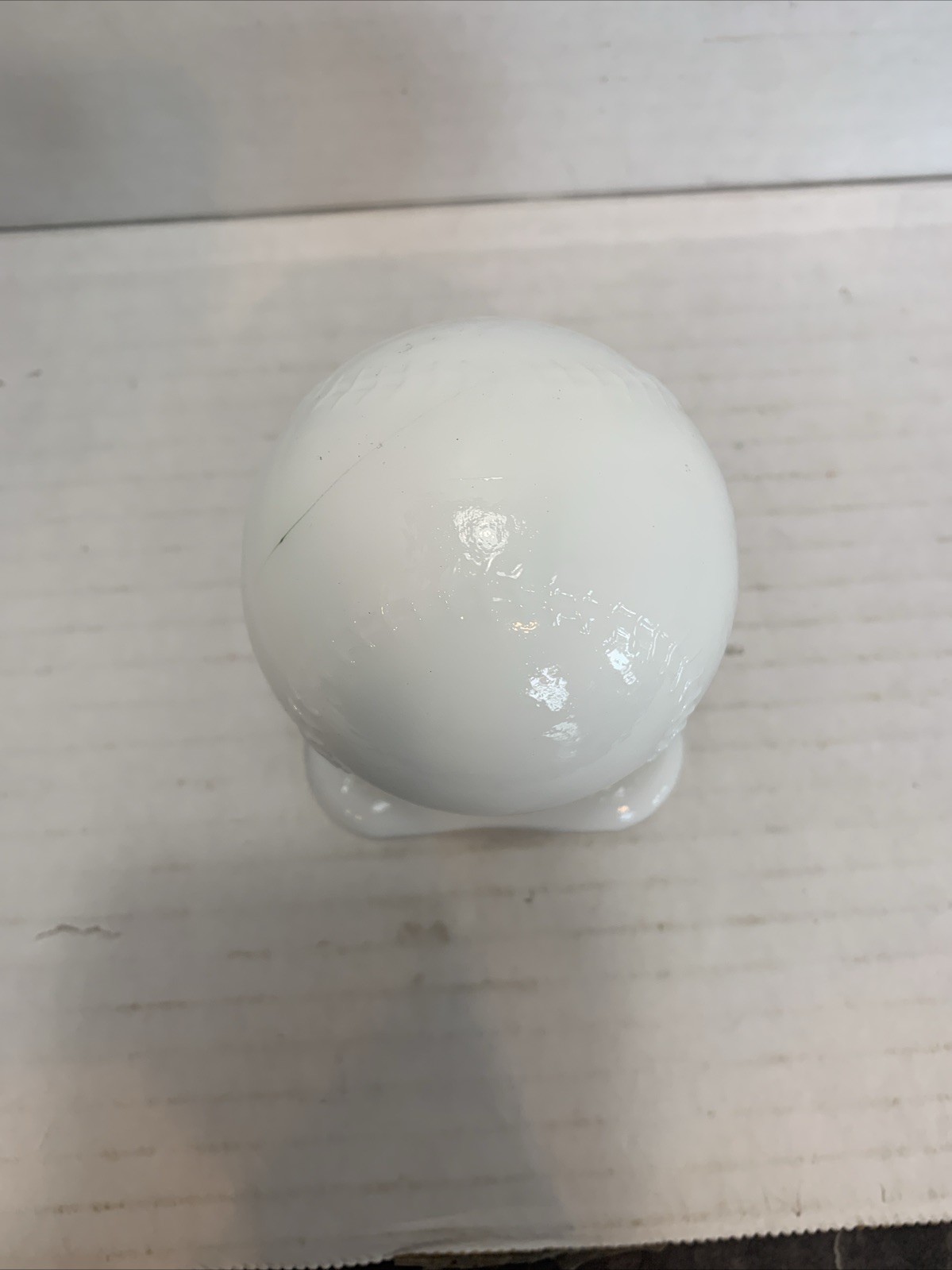 VTG Milk Glass Baseball On Pedestal, A Promotional Piece From A Bank/gas Station
