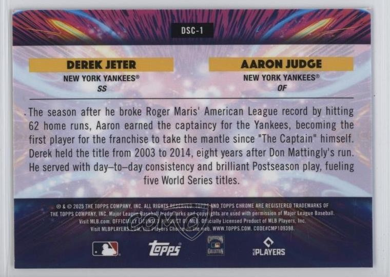 2025 Topps Cosmic Chrome Star Clusters Aaron Judge Derek Jeter #DSC-1 HOF 4k8