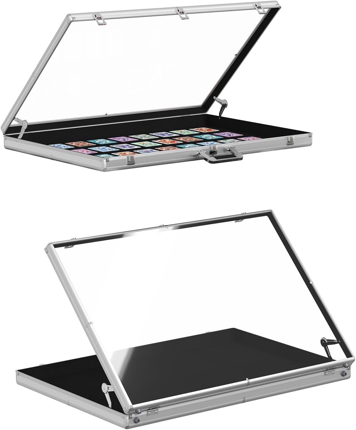Trade Show Display Case 34×22 Aluminum Lockable Jewelry Trading Card Collectible