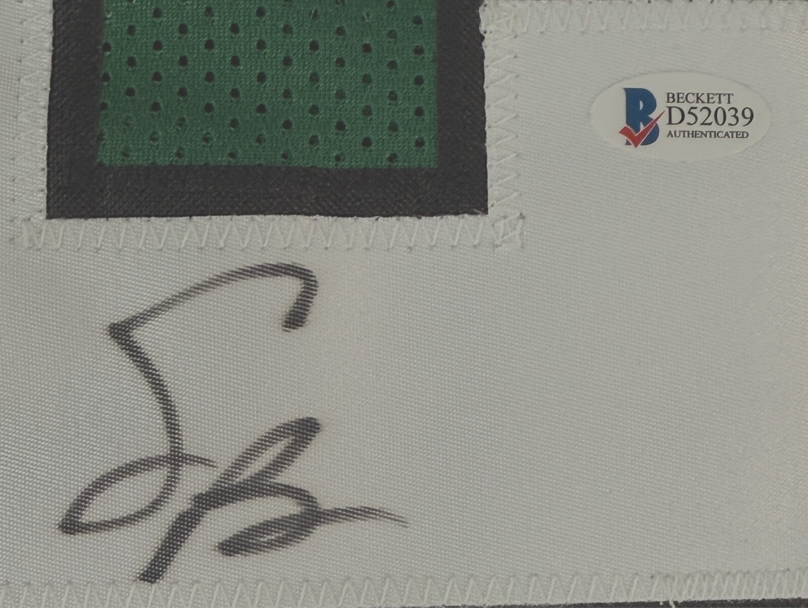 Saquon Barkley Signed Green Jersey Signed Beckett Certified Sticker Only