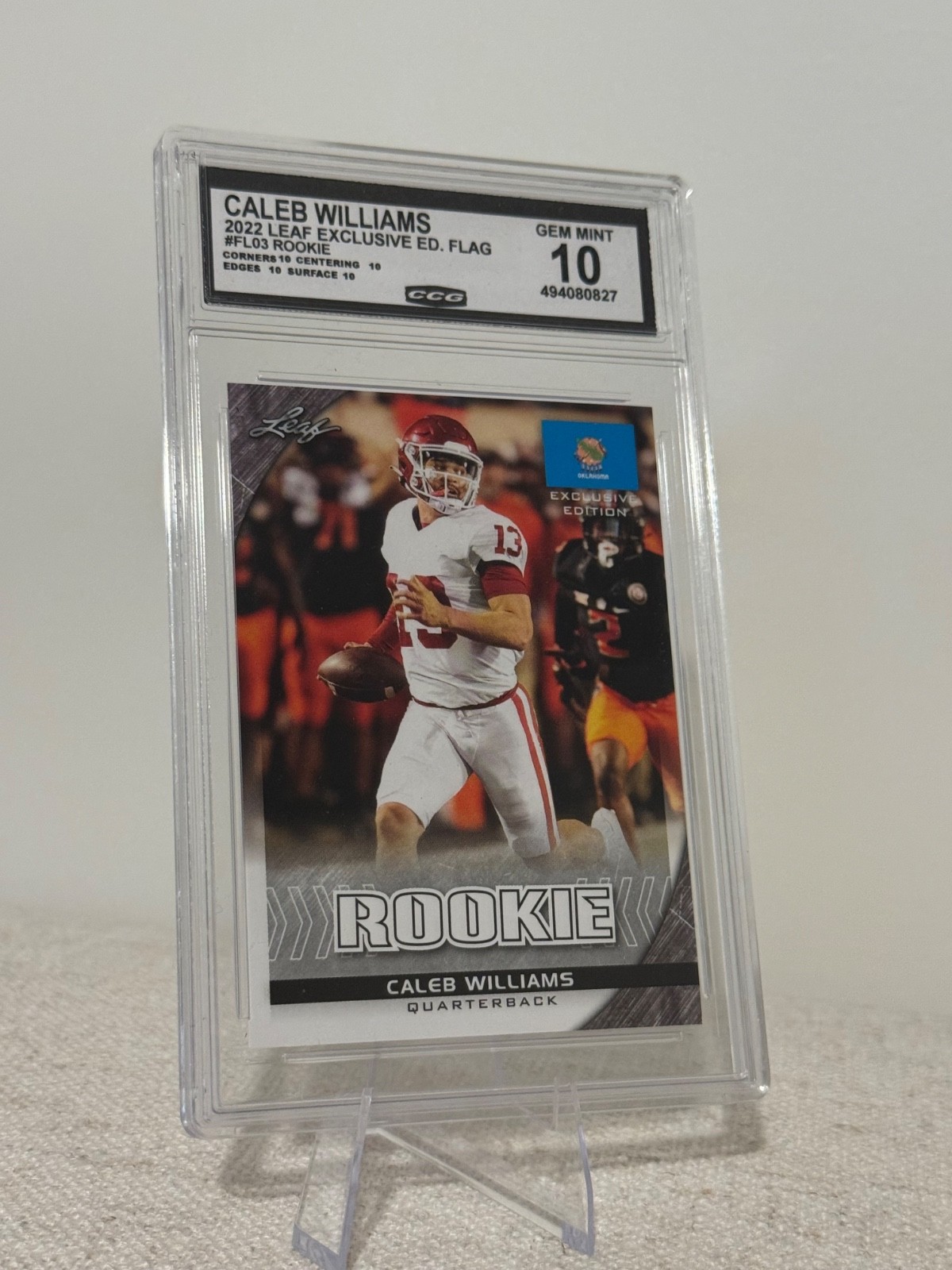 Caleb Williams 2022 Leaf Rookie Flag #FL03 – CCG 10 GEM MINT – Chicago Bears RC
