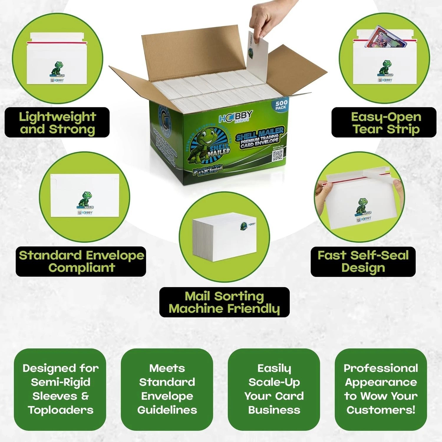 Upgrade Your Shipments! 500 Trading Card Mailers 7×4.35″ Self-Adhesive Protector