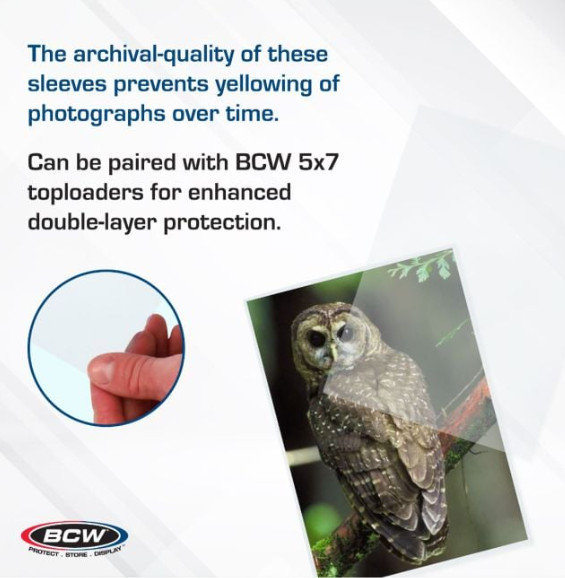 BCW (Brand New) 100ct – 5 X 7 Photo Sleeves – 2 Mil – For Photos/Prints