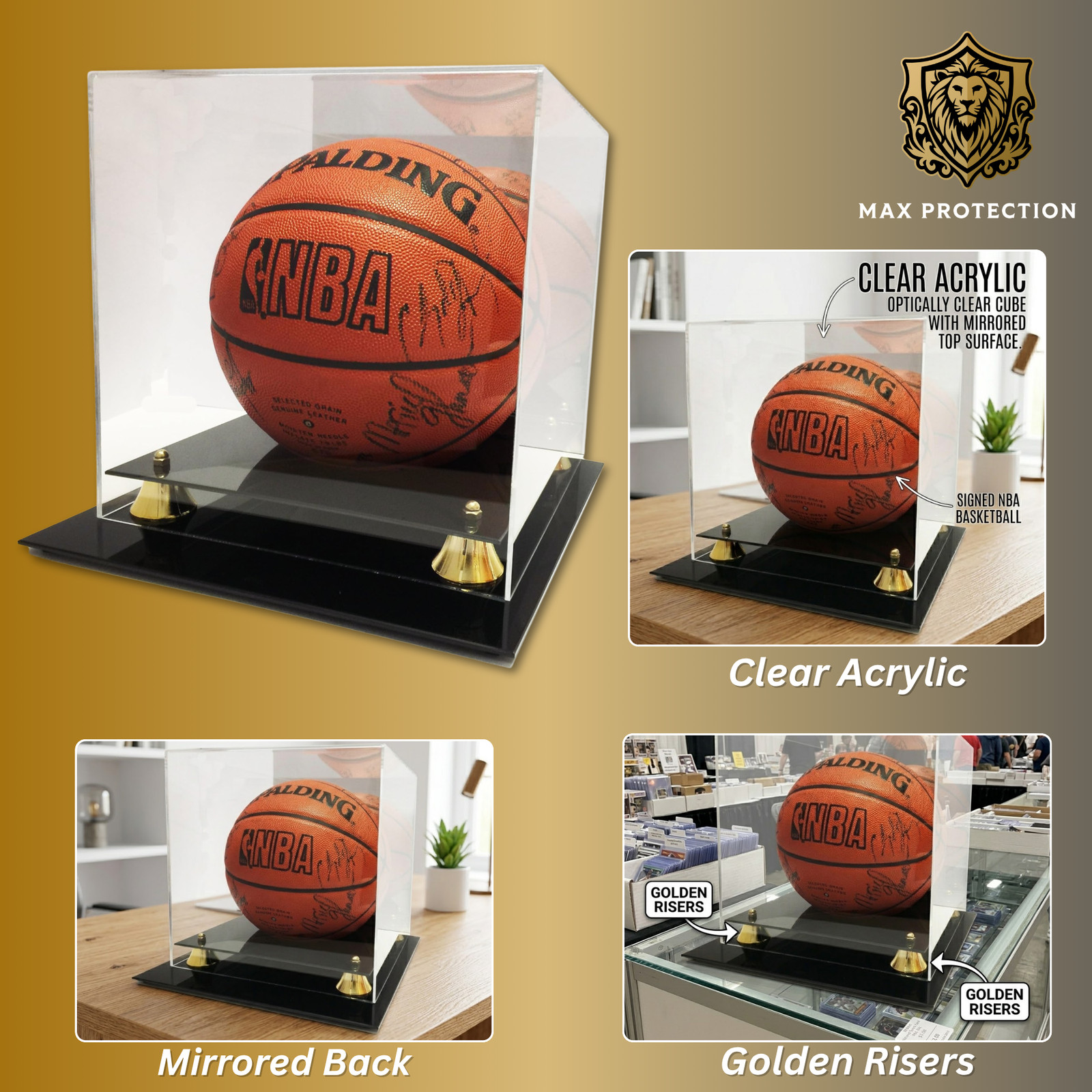 Deluxe UV Protected Full Size Basketball Display Case w/ Mirror Back