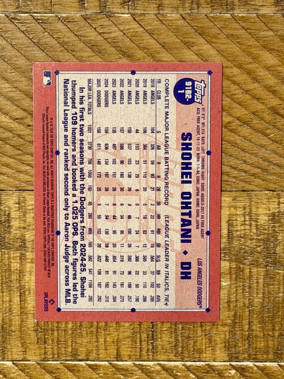 Topps Series 2 2026 1991 Crackle Foil Shohei Ohtani #91B2-1 Dodgers