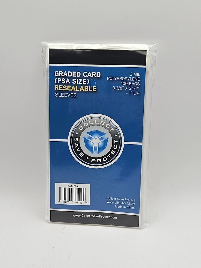 (300-Count) CSP Graded Card Sleeves – PSA Size – Resealable – 2 mil Poly Bags