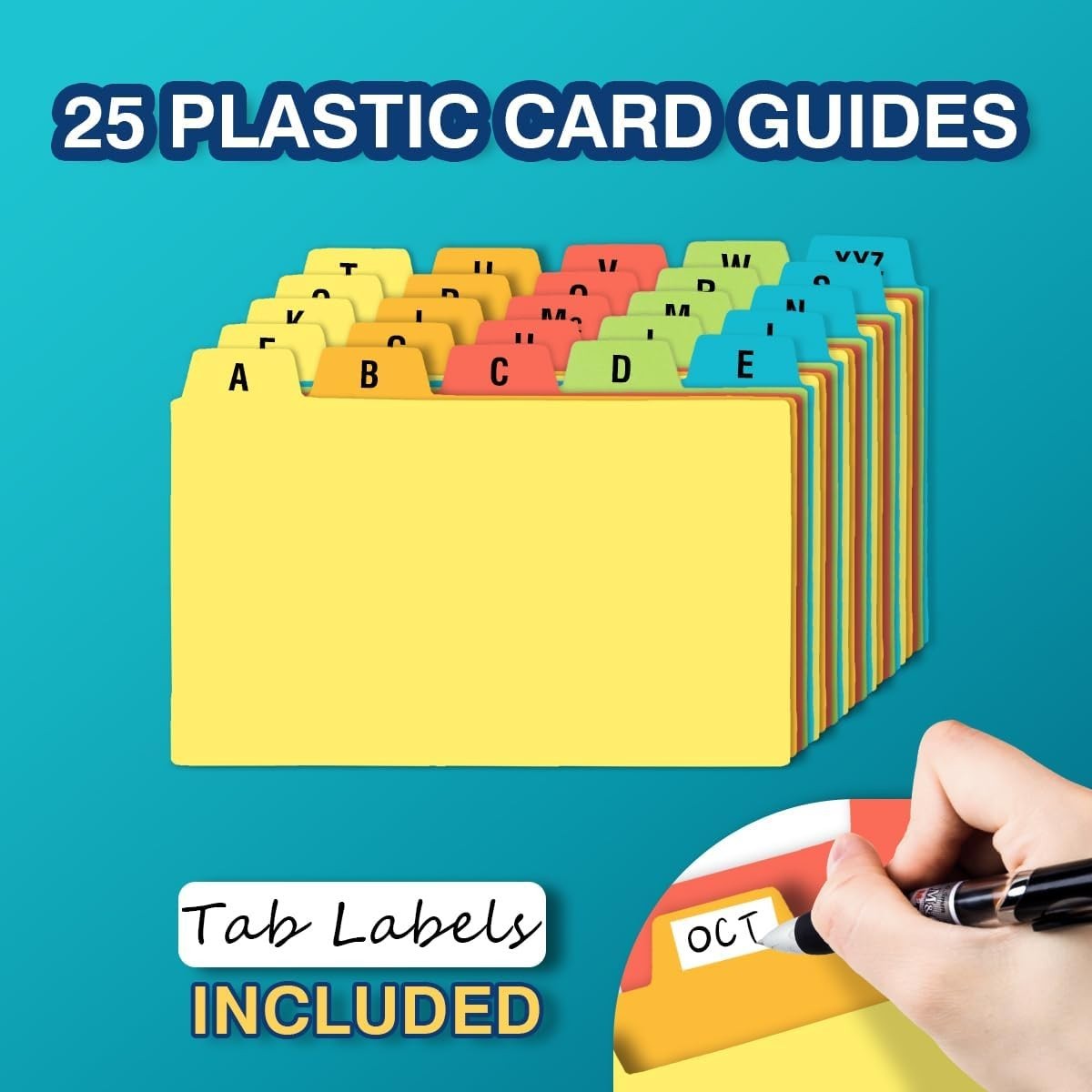 Compact 3×5 Index Card Box with 100 Cards & 25 Dividers in Sophisticated Black