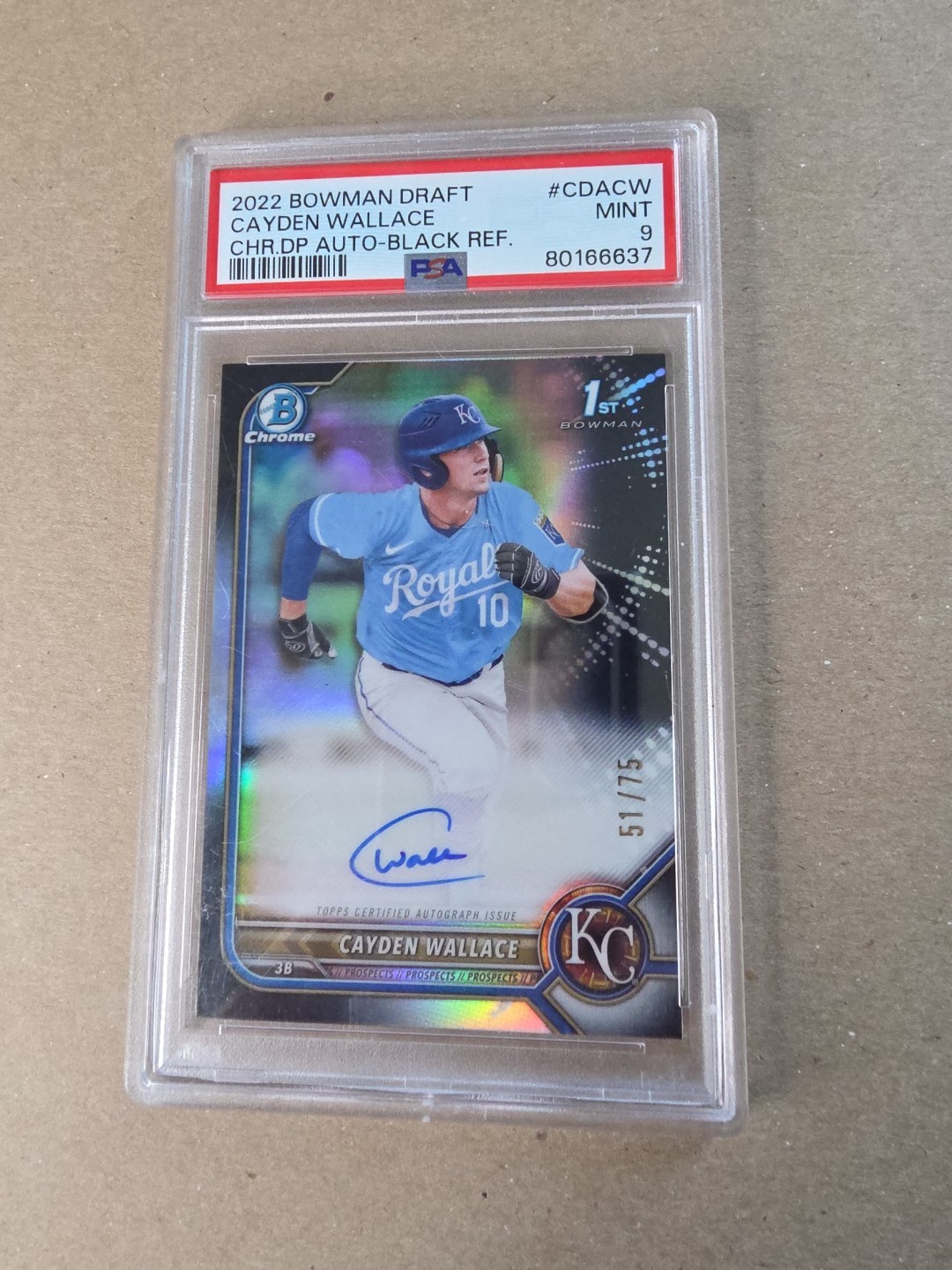 2022 Bowman Draft – Chrome Draft Pick Autograph Cayden Wallace #CDA-CW Black /75