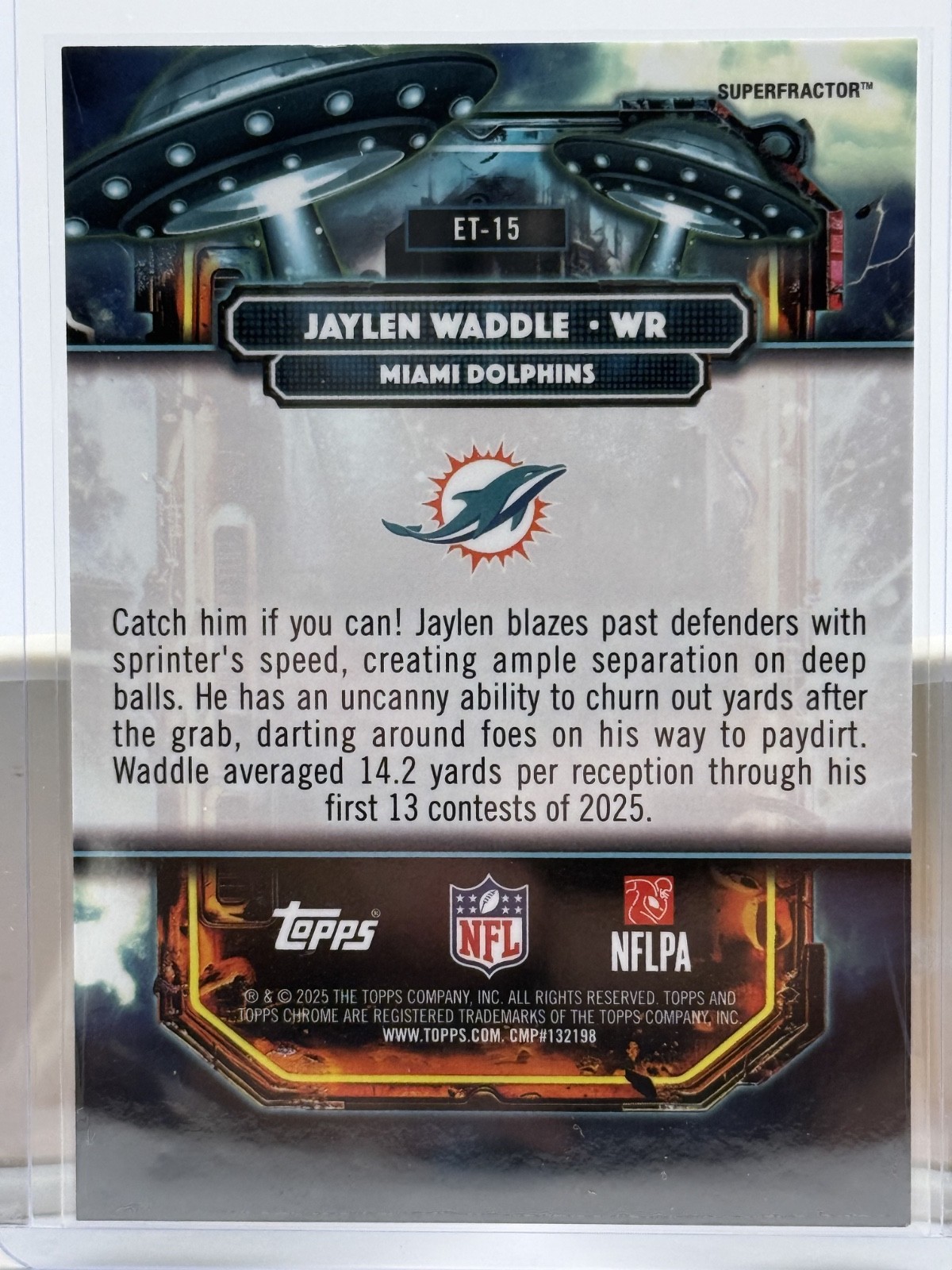 2025 Topps Chrome Cosmic #ET-15 Jaylen Waddle Extraterrestrial SuperFractor 1/1