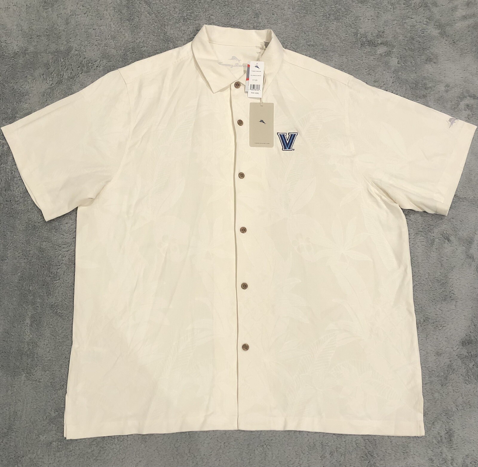 Tommy Bahama Villanova Wildcats University Mens 2XL 100% Silk White Floral Shirt
