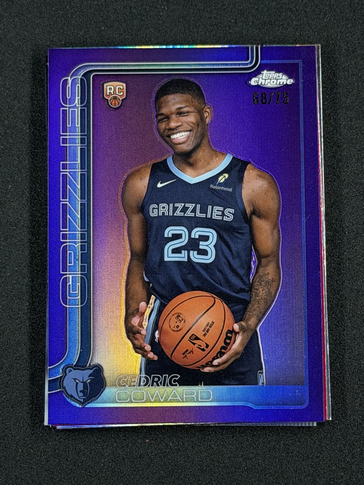 2025-26 Topps Chrome – Cedric Coward #261 Purple Refractor /75 (RC)