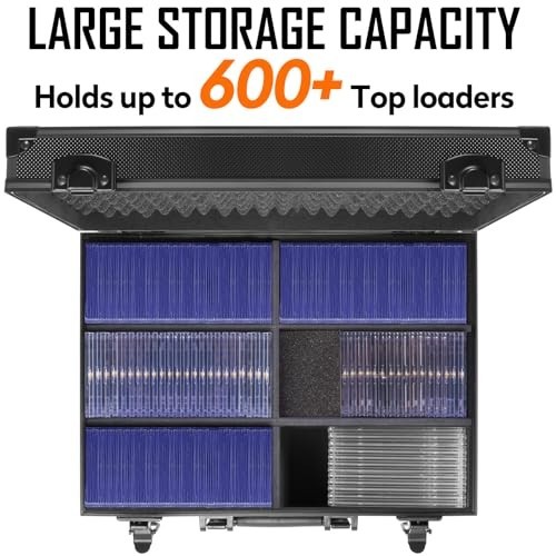 Top Loader Storage Box Holds 600+ Cards Key Lock Aluminum Frame Collectible