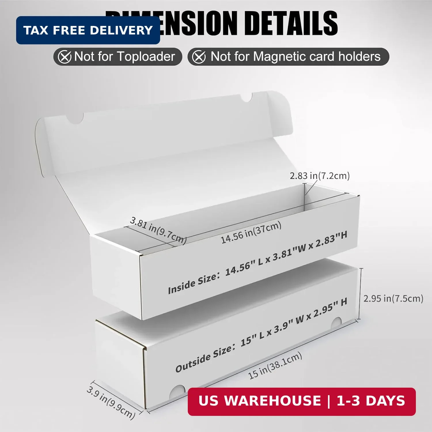 Trading Card Storage Box, 3-Pack 1100 Count White Corrugated Cardboard Bulk Spor