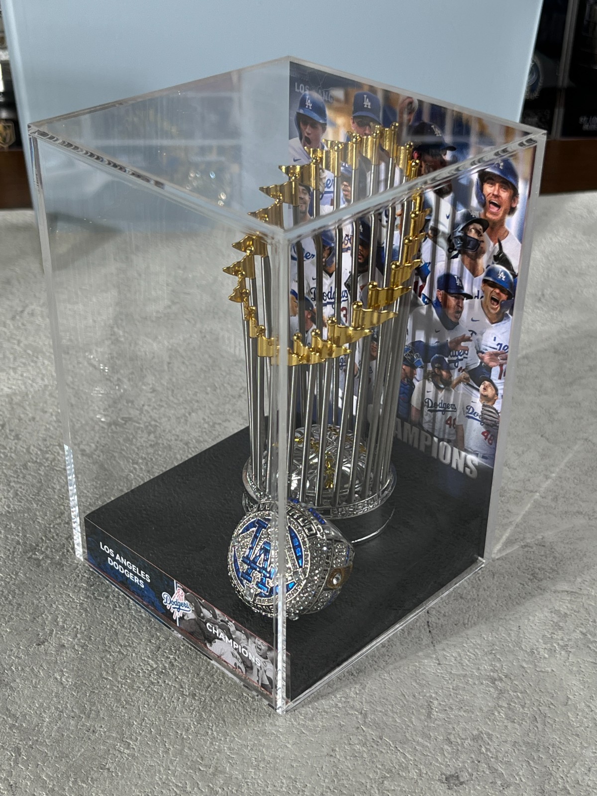 2020 Los Angeles Dodgers World Series Championship Trophy & Ring Display Case