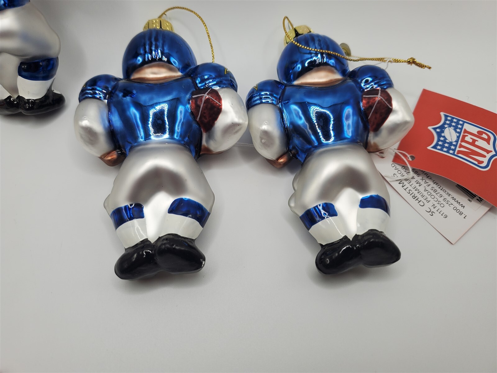 SC Sports NFL 5″ Acrylic Glass Football Player Ornament x5 San Diego Chargers
