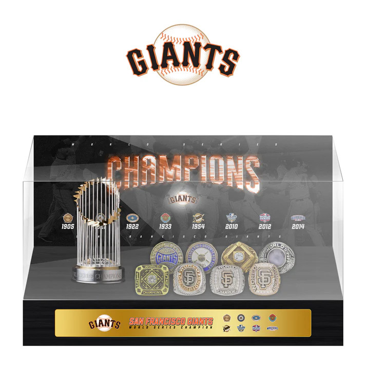 San Francisco Giants MLB World Series Championship Trophy & 8 Rings Display Case