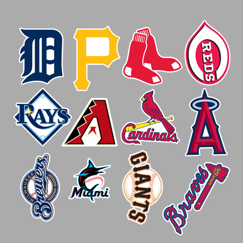 Complete 30 MLB Baseball Teams Logo Decals Stickers for Luggage/Laptop