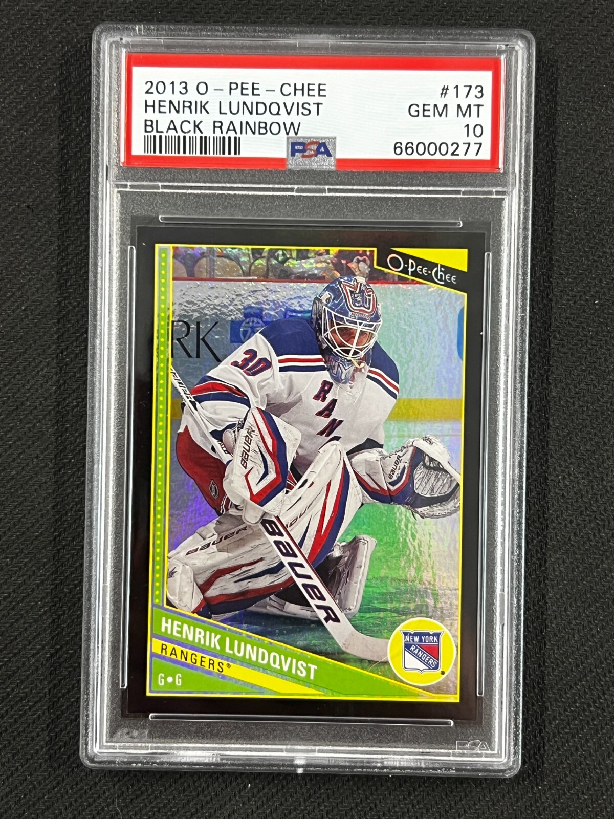 2013-14 O-Pee-Chee #173 Henrik Lundqvist HOF Rainbow Foil /100 NY Rangers POP 4