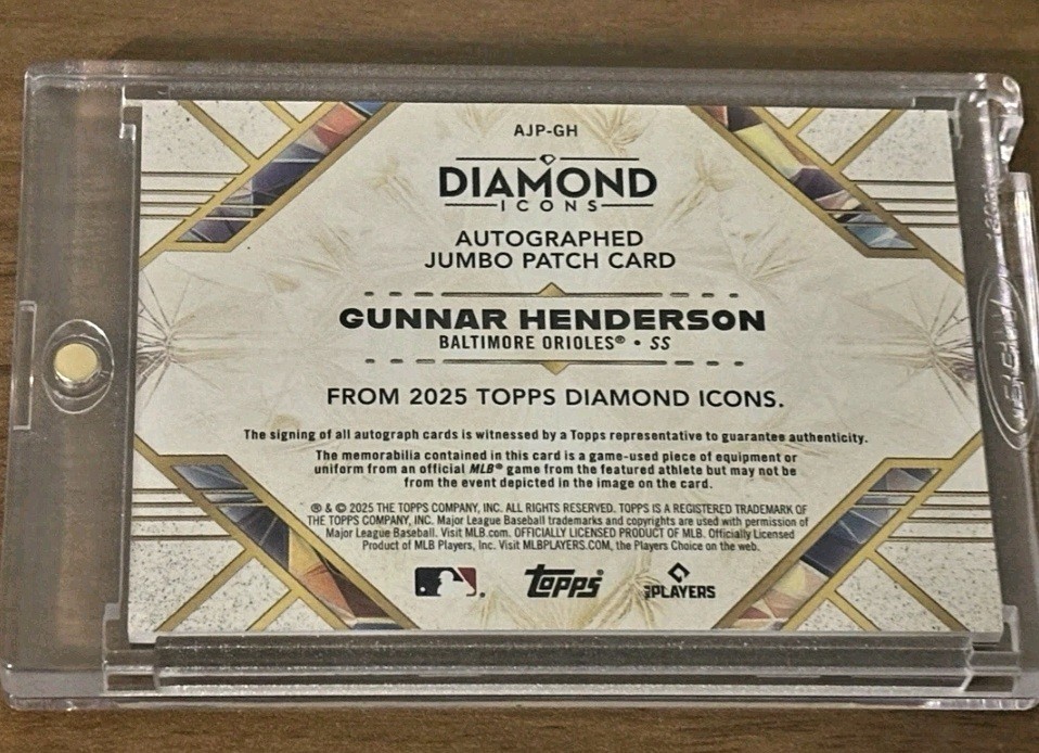 2025 Topps Diamond Icons Gunnar Henderson Jumbo Patch Auto /25