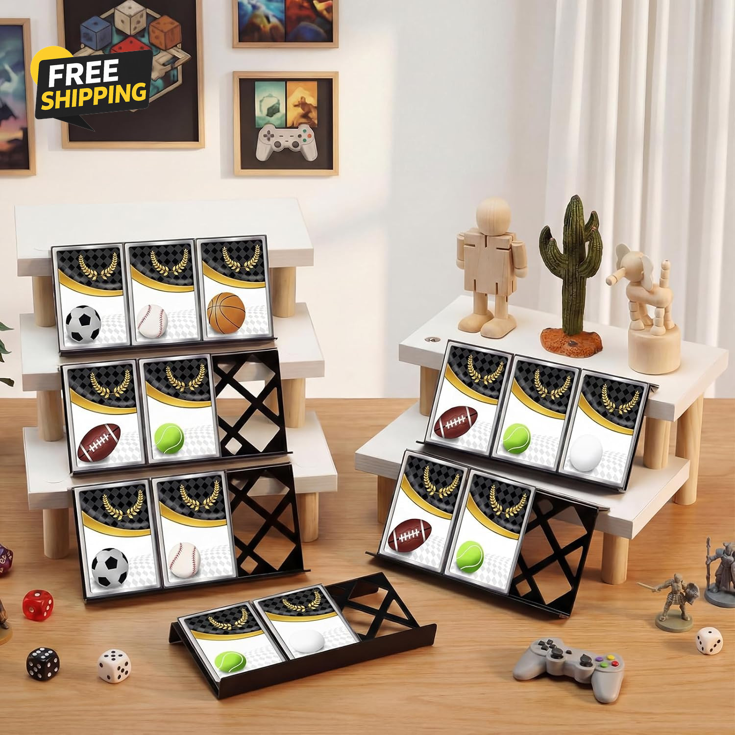 24 Pcs Trading Card Risers for Display Case Acrylic Modular Display Risers