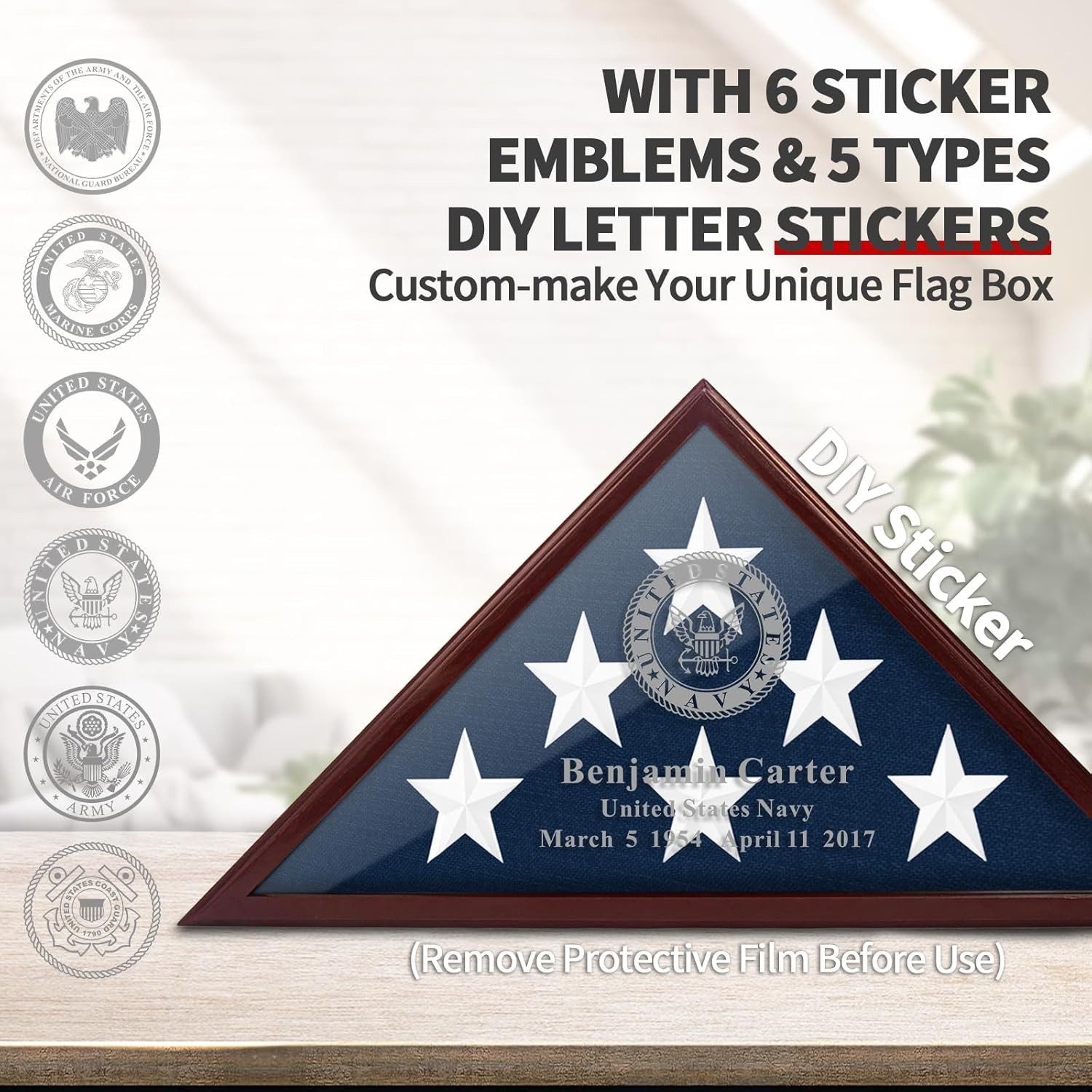 Customizable Wall-Mounted & Tabletop Flag Display Case for Military Tribute