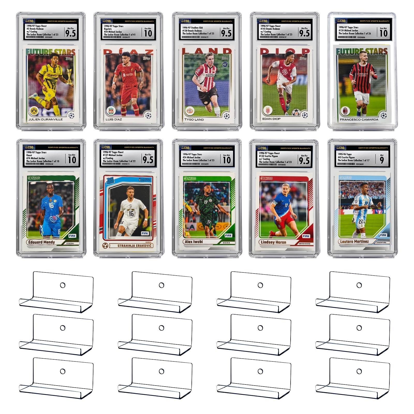 12 Pack Sports Card Slab Display Shelf for Wall, Acrylic Clear Graded Trading…
