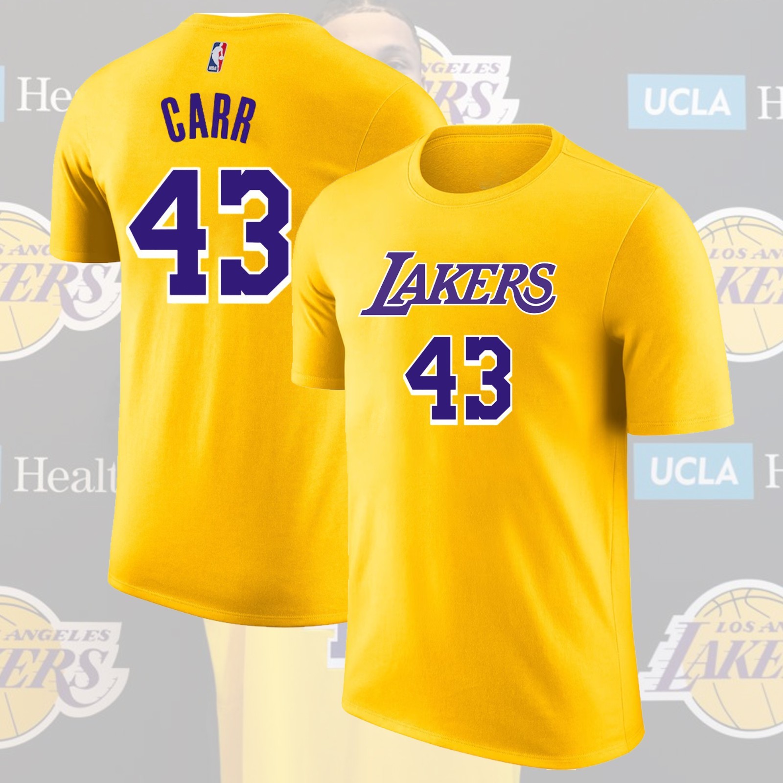 Welcome Cameron Carr #43 Los Angeles Lakers 2026 Player Name & Number Fan Look