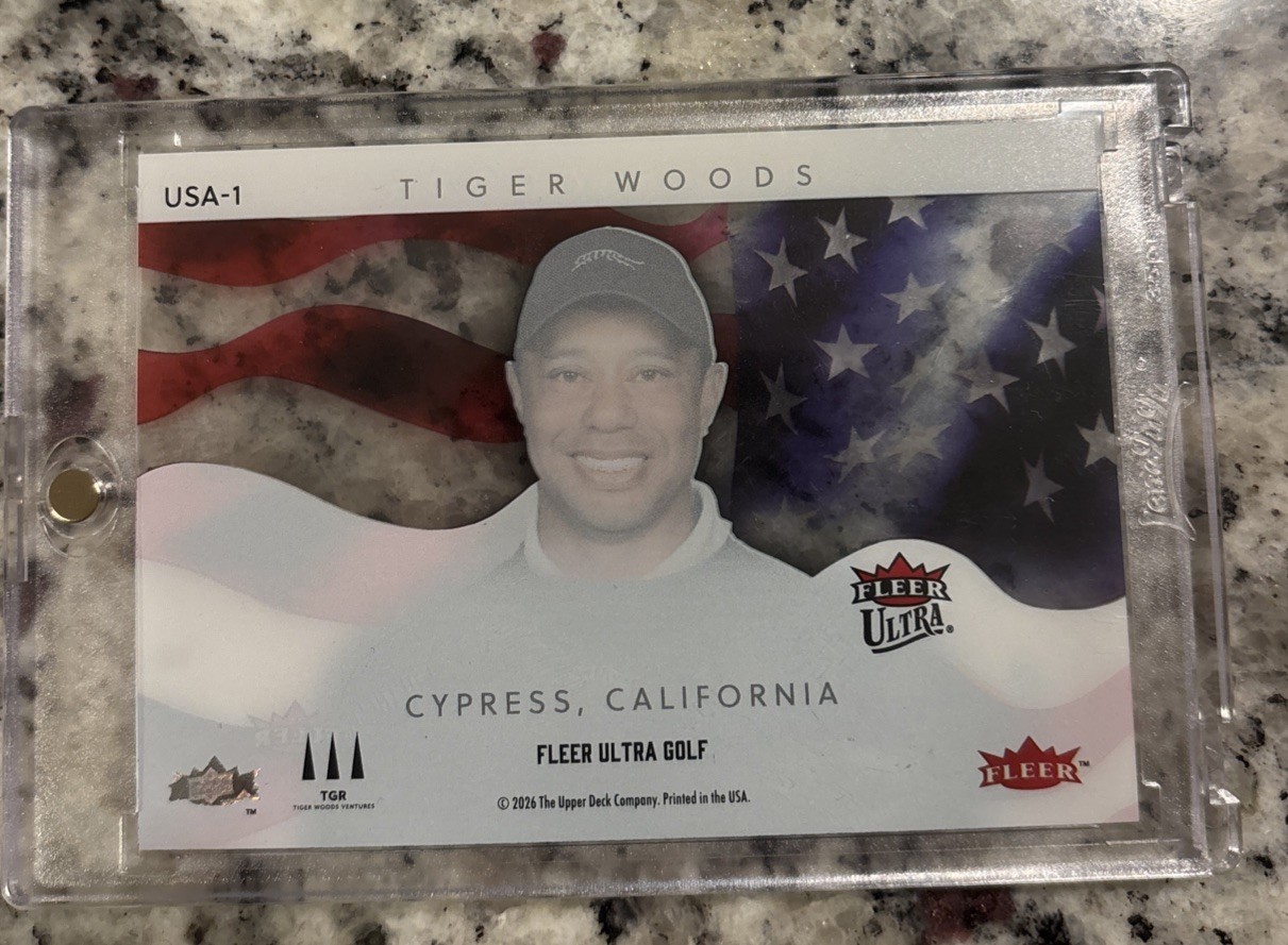2026 Fleer Ultra Gold Tiger Woods Pride Of The USA SSP (1:264 Packs)