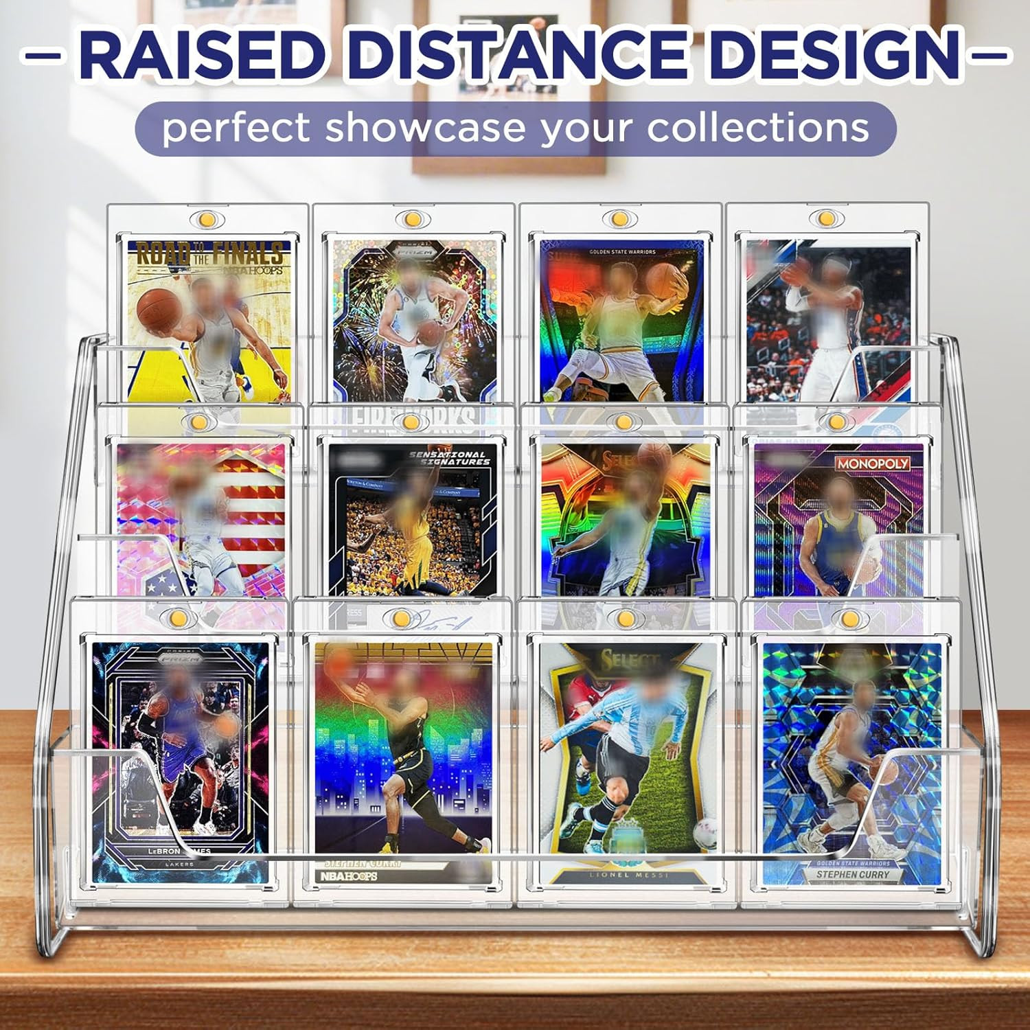 Magnetic Card Holder 3-Tier, Card Display Stand Clear Acrylic Trading Sports Car