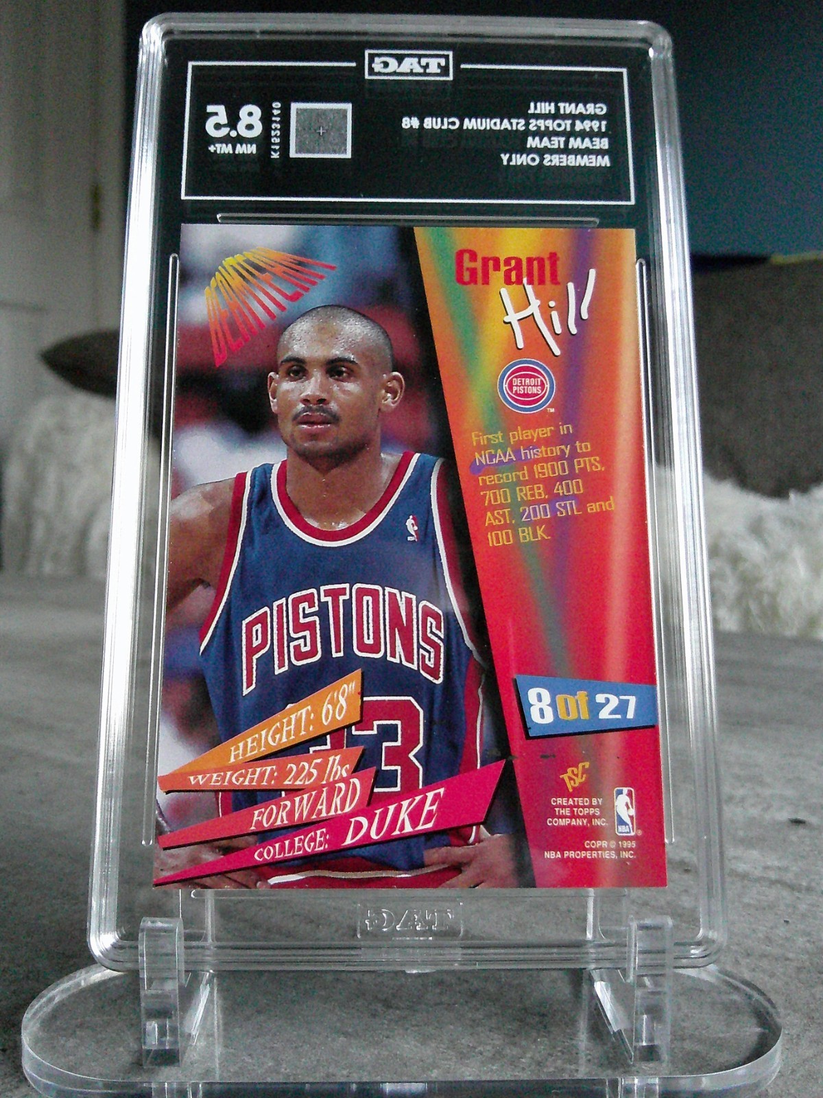 Grant Hill 1994-95 Stadium Club Beam Team #8 Members Only TAG 8.5 Rookie /1800