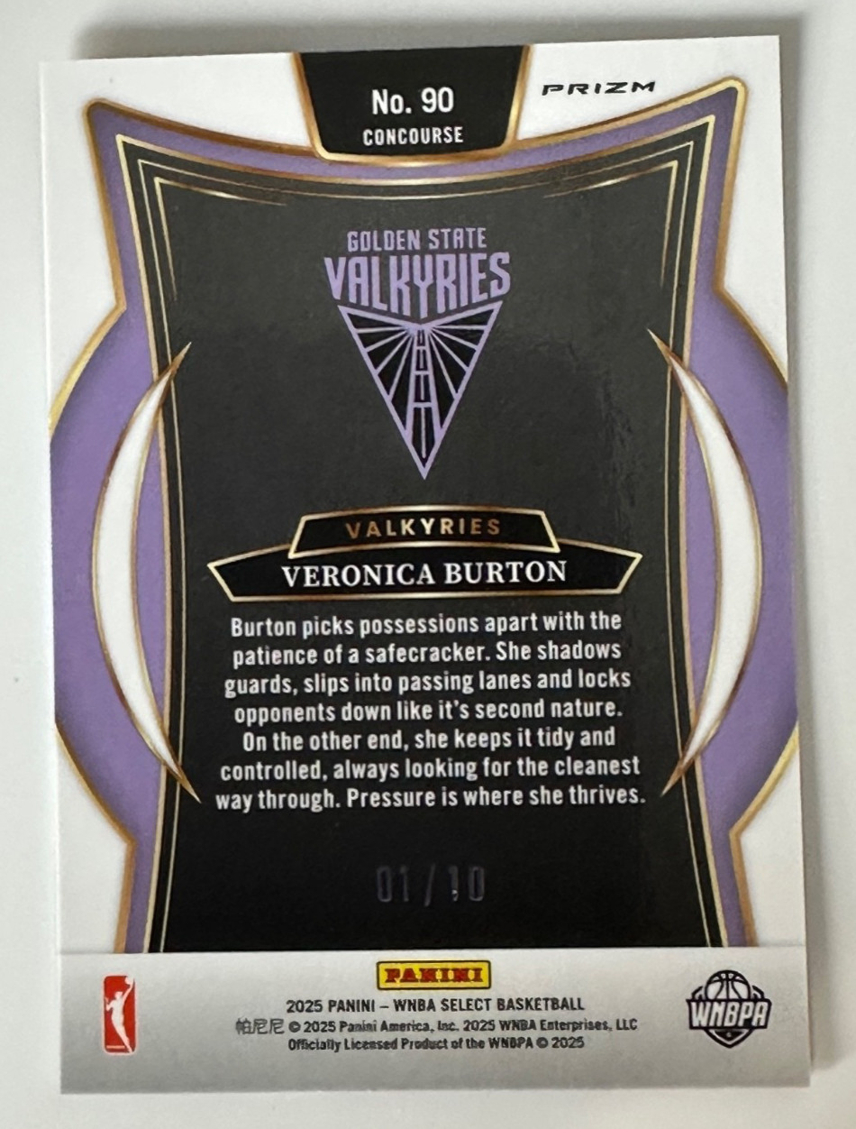 2025 Select WNBA Veronica Burton #90 Gold 01/10 ***FIRST ON PRINT***