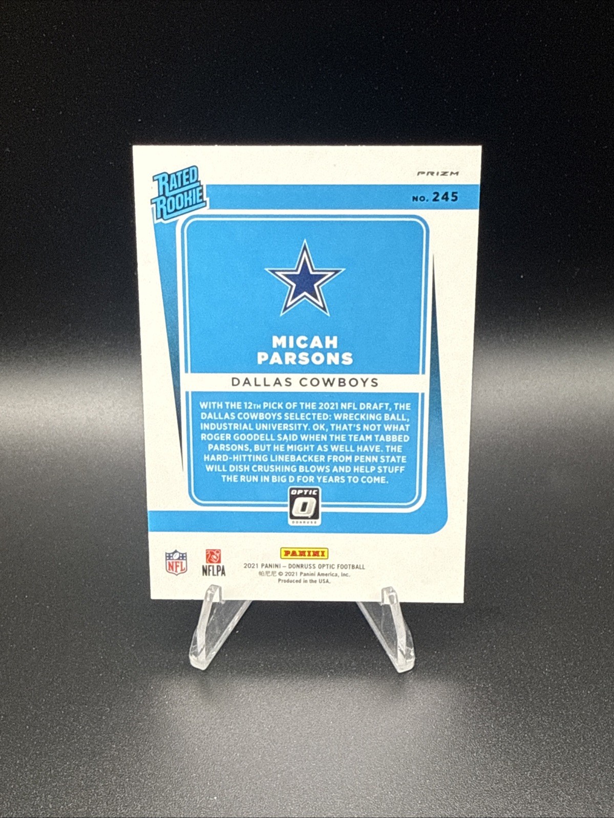 2021 Panini Donruss Optic Rated Rookie Blue Scope Prizm Micah Parsons #245