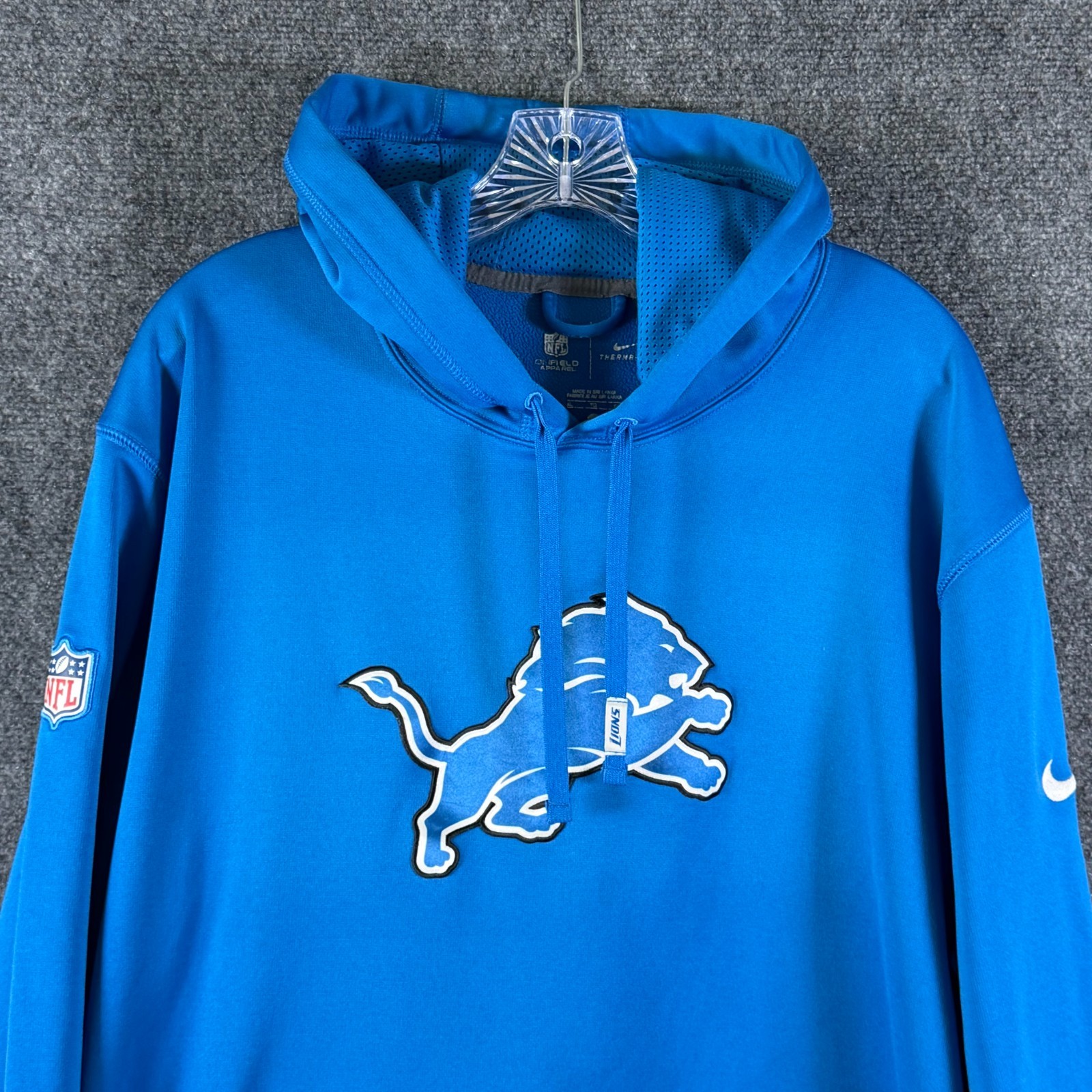 Detroit Lions Nike Therma-Fit NFL On Field LS Hooded Sweatshirt Blue Men’s XL