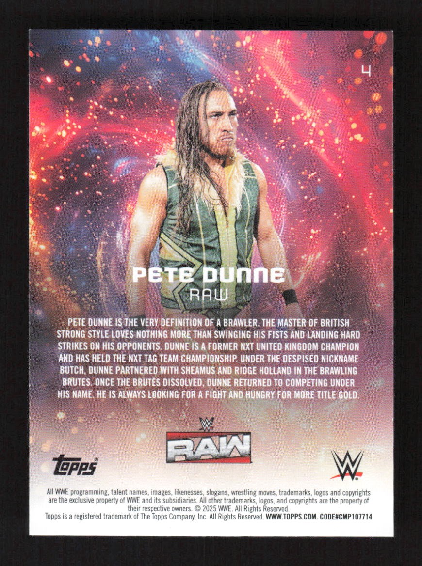 Pete Dunne 2025 Topps Universe WWE Purple Glass /399 #4