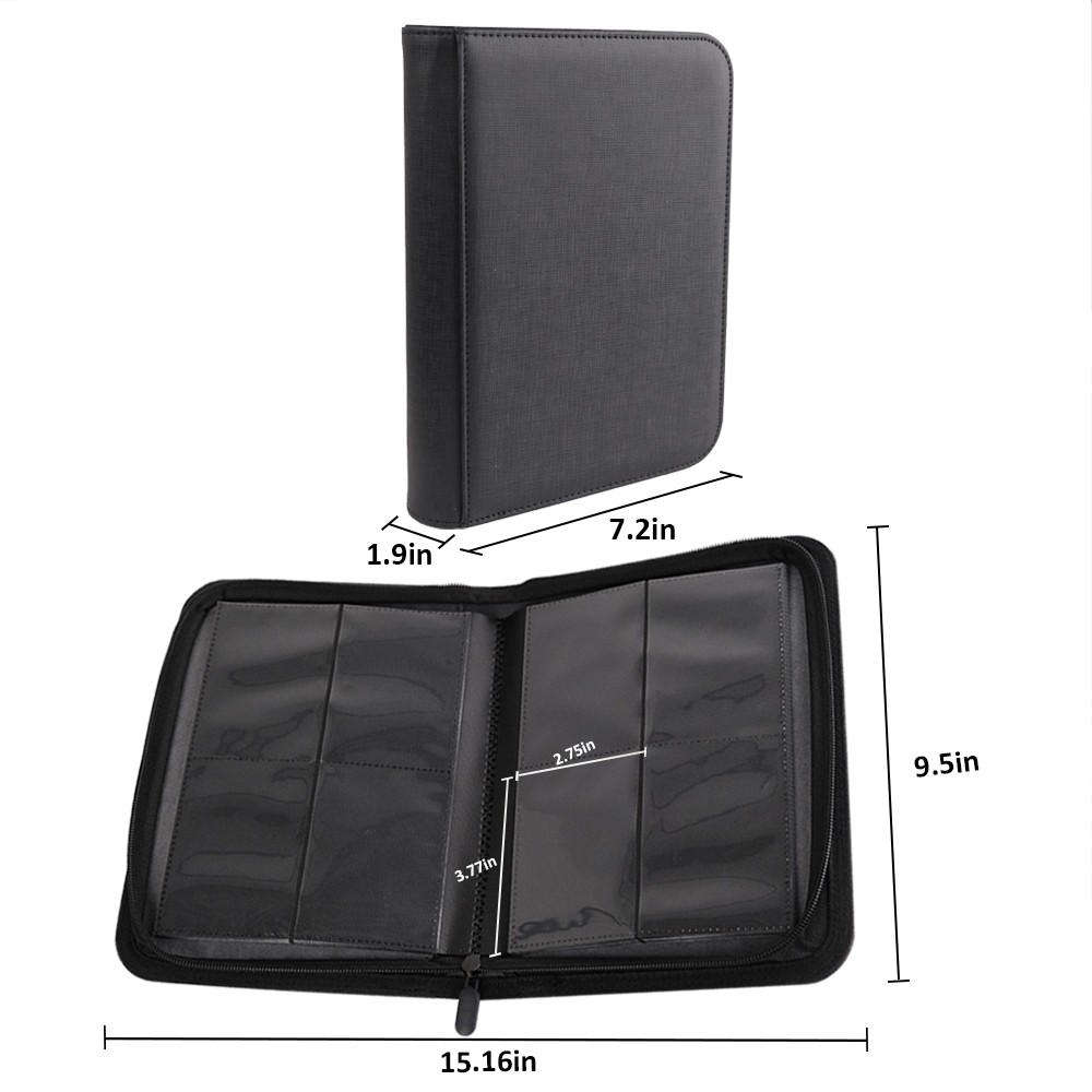 160 Cards 4 Pocket Top Loader Binder💖Album Zippered 35pt Sport Trading Cards
