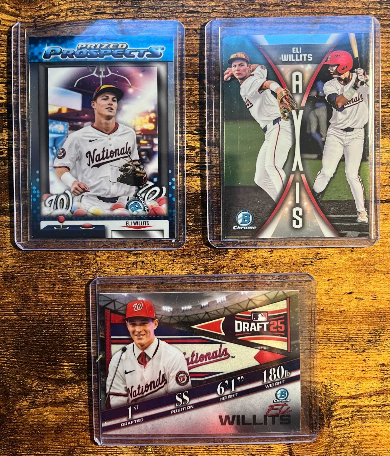 Eli Willits 2025 Bowman Draft Chrome 1st RC (3) Card Lot Insert Set Nationals