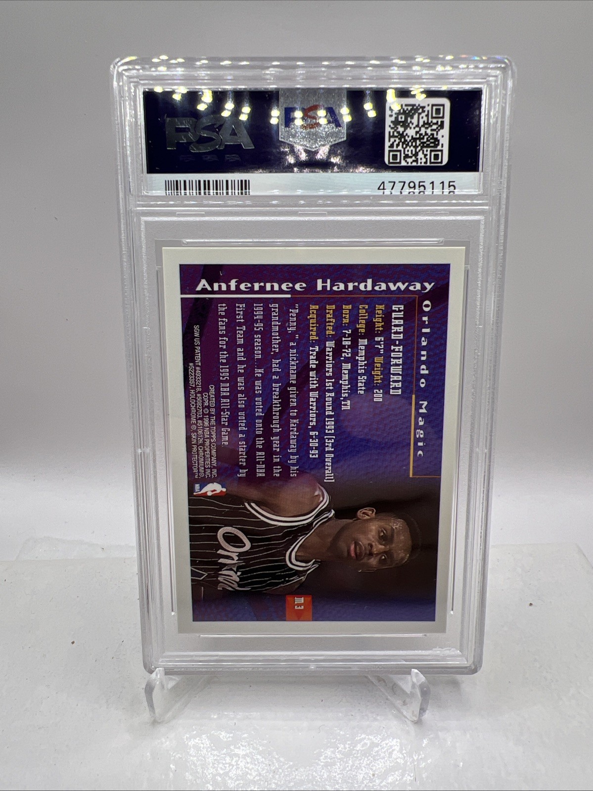 1995-96 Finest Mystery Anfernee Hardaway Borderless Refractor PSA 6