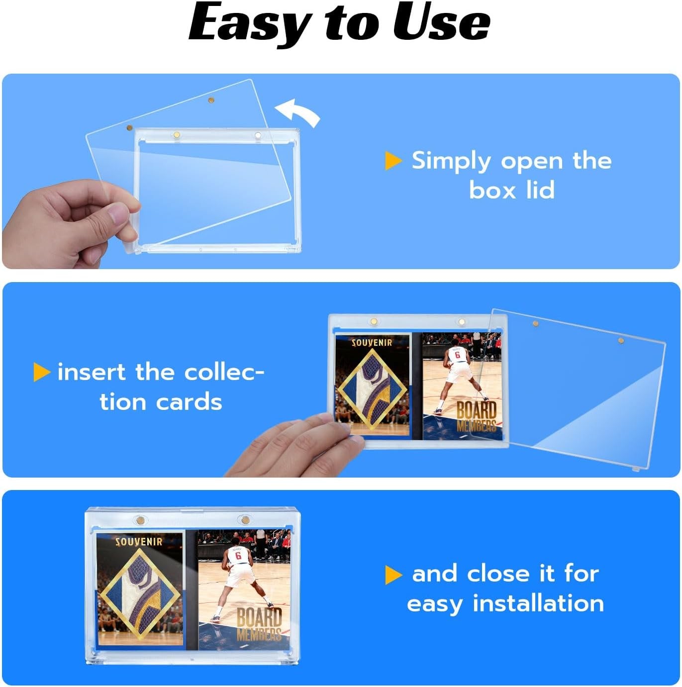 5 Pack 175pt Vertical Booklet Magnetic Card Holder, Acrylic One Touch Card Case